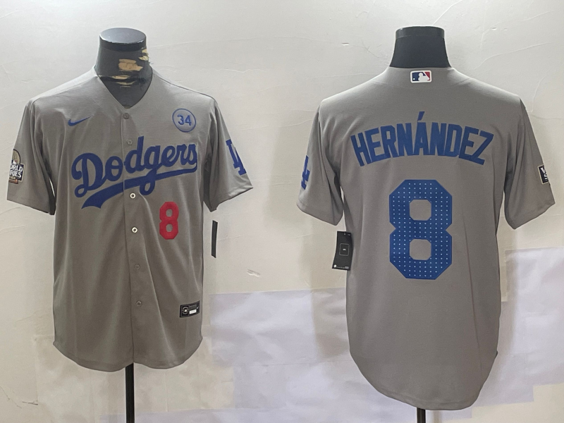 Men's Los Angeles Dodgers Enrique Hernandez #8 Gray Jersey